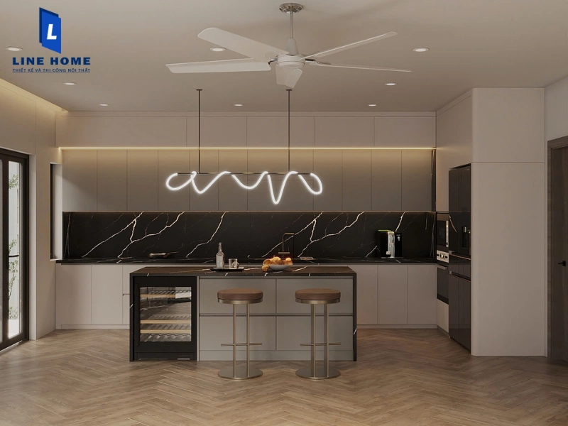 Thiết kế bếp cho biệt thự đẳng cấp với vật liệu cao cấp và tiện nghi vượt trội