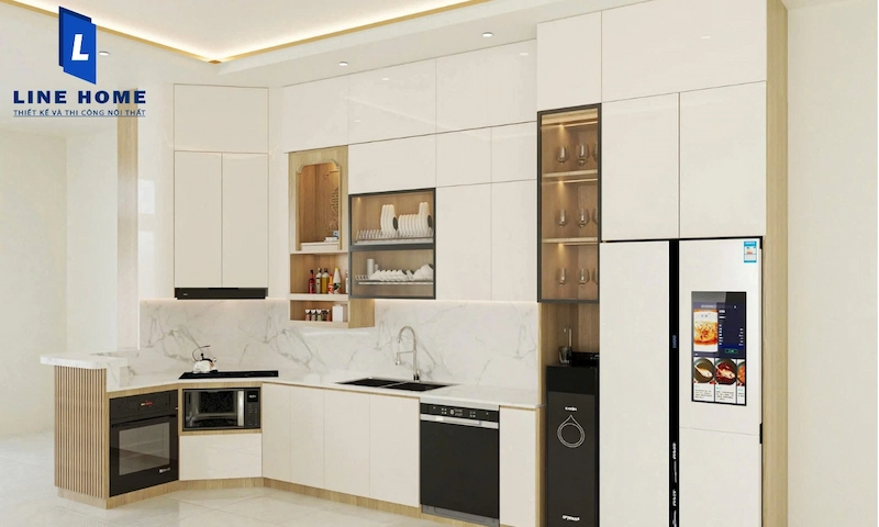 Giải pháp kệ góc thông minh giúp khai thác triệt để "góc chết" của tủ bếp chữ L để đựng xoong nồi